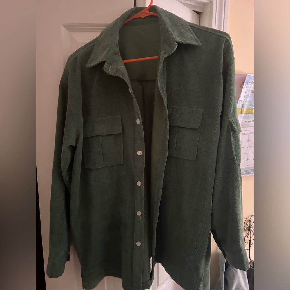 Green vintage corduroy overcoat.